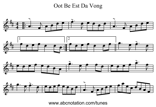 Oot Be Est Da Vong - staff notation