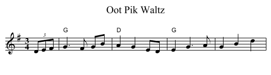 Oot Pik Waltz - staff notation