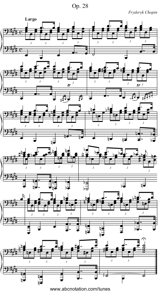 Op. 28 - staff notation