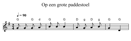 Op een grote paddestoel - staff notation