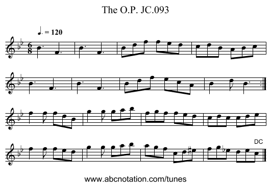 O.P. JC.093, The - staff notation
