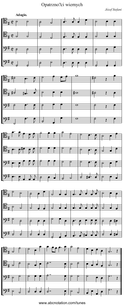 Opatrzno?ci wiernych - staff notation