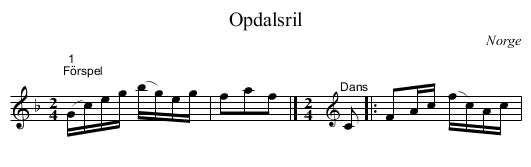 Opdalsril - staff notation
