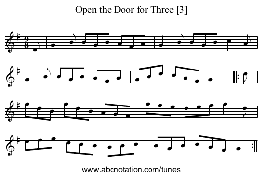 Open the Door for Three [3] - staff notation