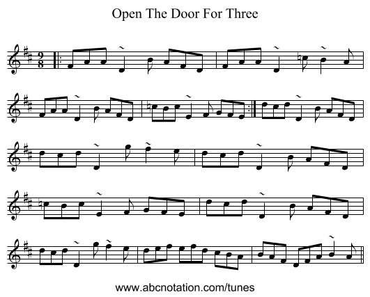 Open The Door For Three - staff notation