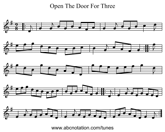 Open The Door For Three - staff notation