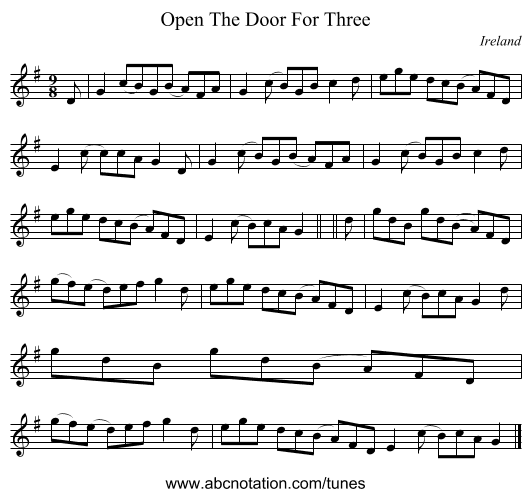 Open The Door For Three - staff notation