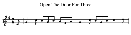 Open The Door For Three - staff notation