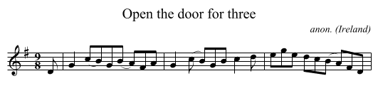Open the door for three - staff notation
