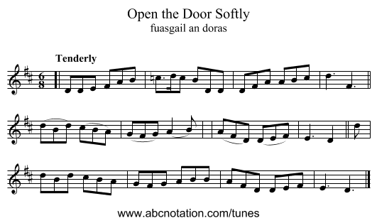 Open the Door Softly - staff notation