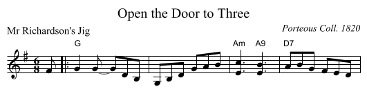 Open the Door to Three - staff notation
