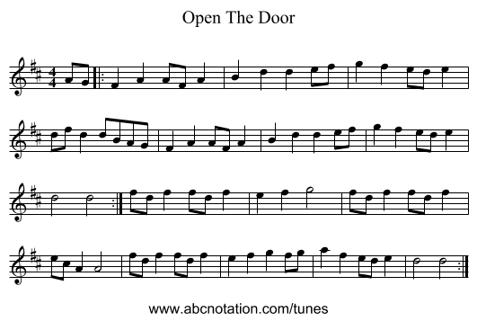 Open The Door - staff notation