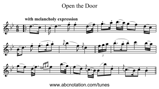 Open the Door - staff notation