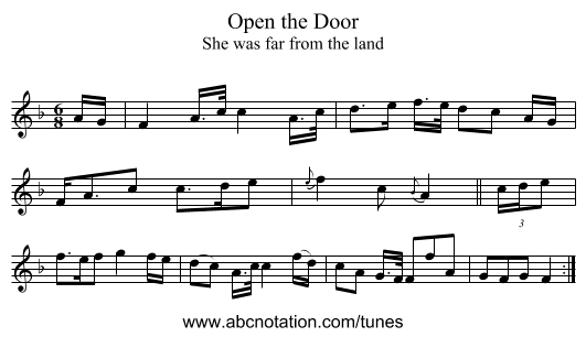 Open the Door - staff notation