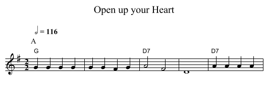 Open up your Heart - staff notation