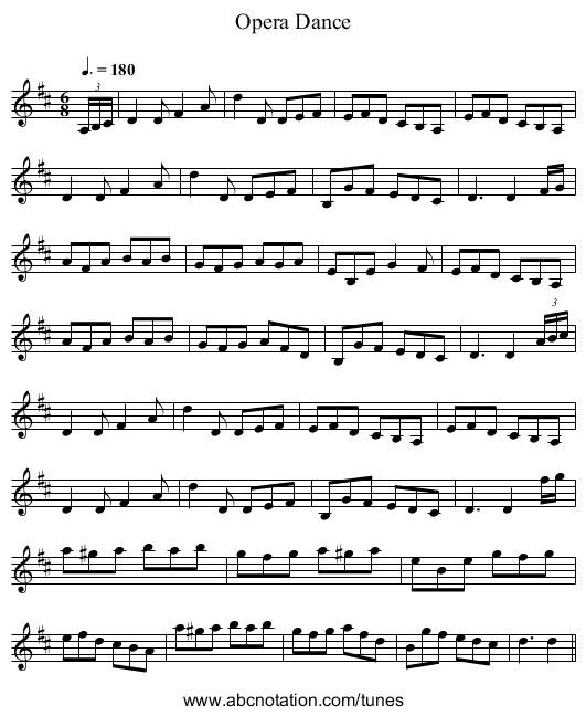 Opera Dance - staff notation