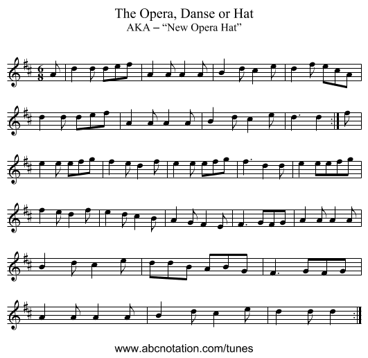 Opera, Danse or Hat, The - staff notation
