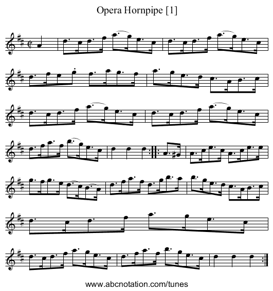 Opera Hornpipe [1] - staff notation