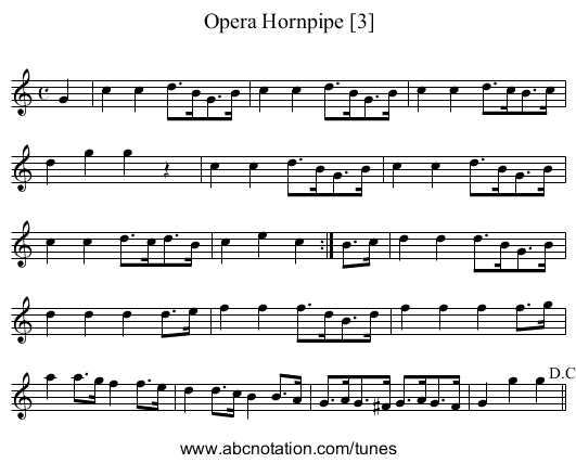 Opera Hornpipe [3] - staff notation