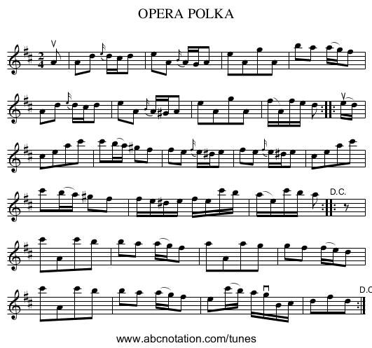 OPERA POLKA - staff notation
