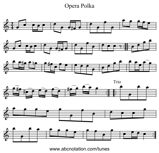 Opera Polka - staff notation