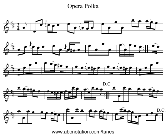 Opera Polka - staff notation