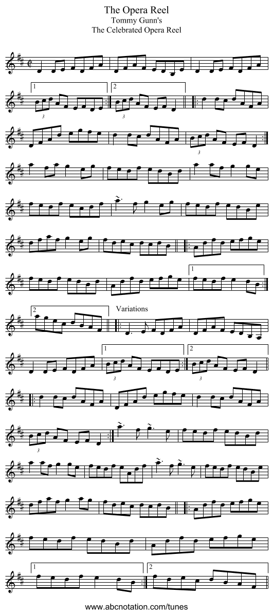 Opera Reel, The - staff notation