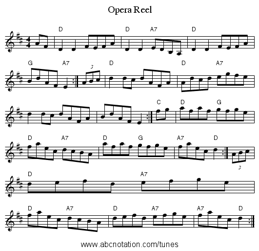 Opera Reel - staff notation
