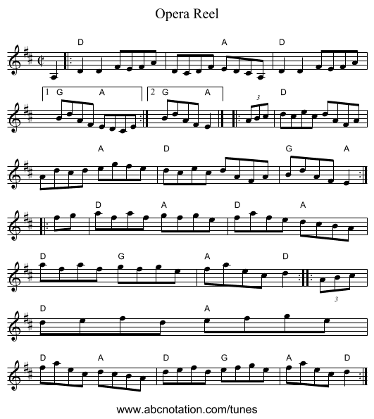 Opera Reel - staff notation