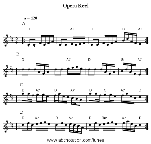 Opera Reel - staff notation