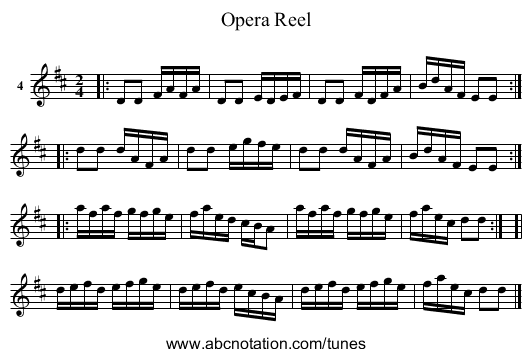 Opera Reel - staff notation