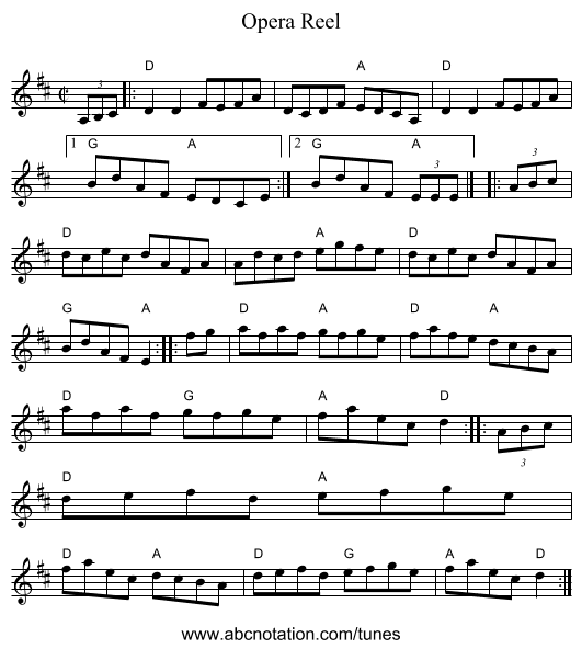 Opera Reel - staff notation