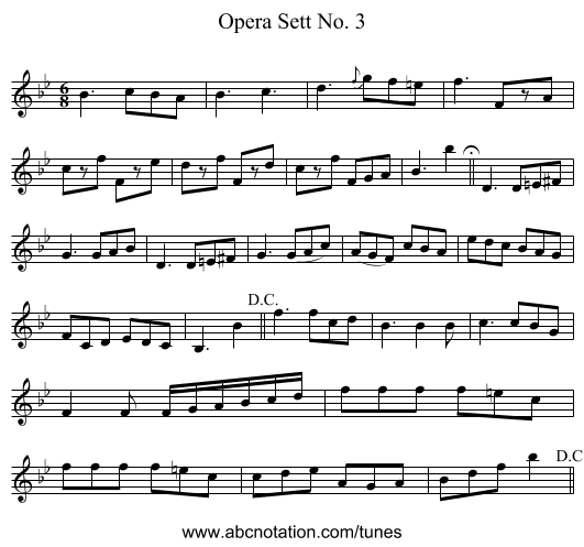 Opera Sett No. 3 - staff notation