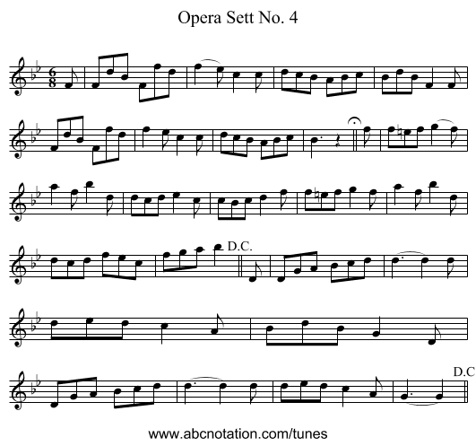 Opera Sett No. 4 - staff notation