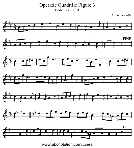 Operatic Quadrille Figure 3 - staff notation