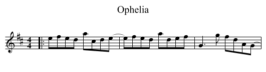 Ophelia - staff notation