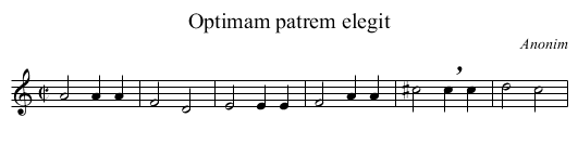 Optimam patrem elegit - staff notation