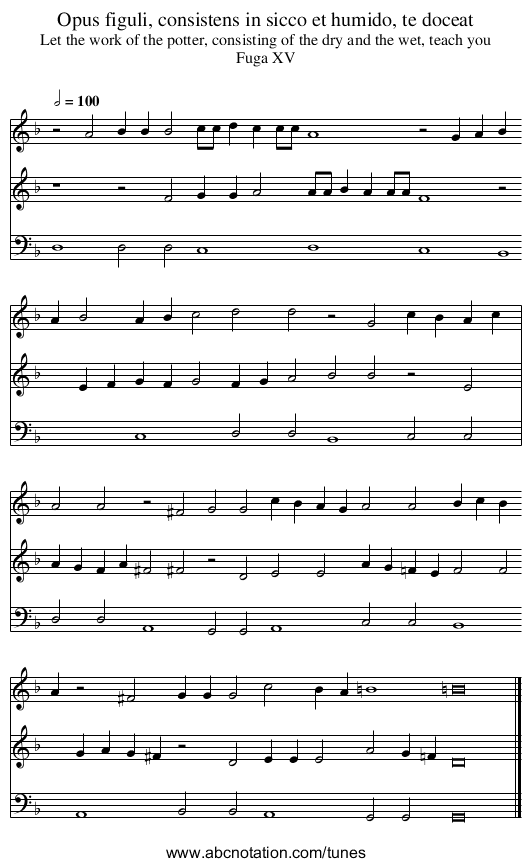 Opus figuli, consistens in sicco et humido, te doceat - staff notation