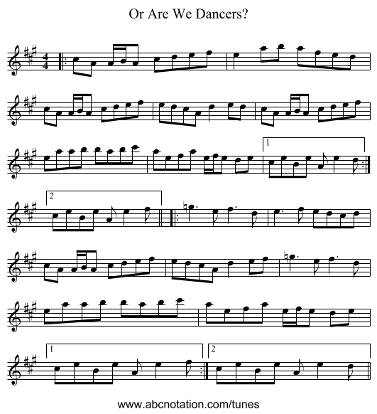 Or Are We Dancers? - staff notation