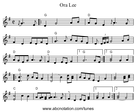 Ora Lee - staff notation