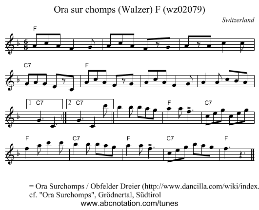 Ora sur chomps (Walzer) F (wz02079) - staff notation