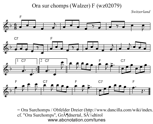 Ora sur chomps (Walzer) F (wz02079) - staff notation