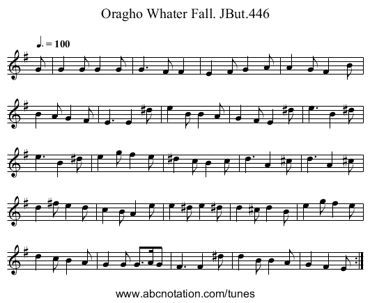 Oragho Whater Fall. JBut.446 - staff notation