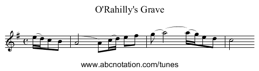 O'Rahilly's Grave - staff notation