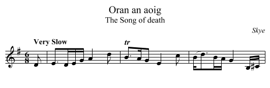 Oran an aoig - staff notation