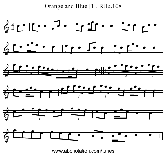 Orange and Blue [1]. RHu.108 - staff notation