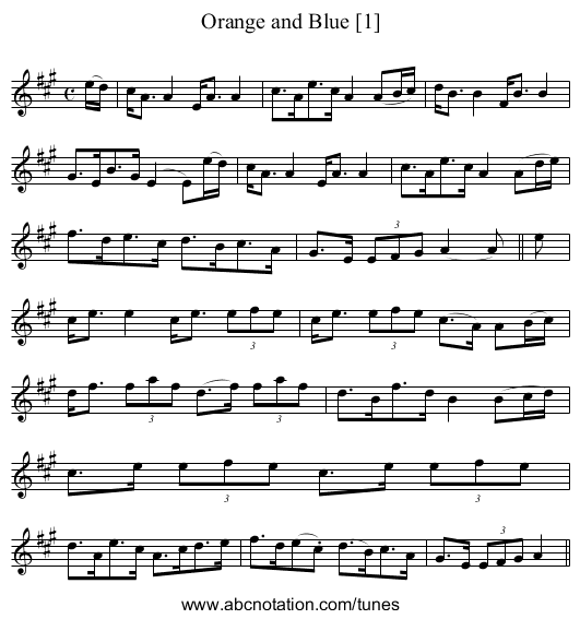 Orange and Blue [1] - staff notation