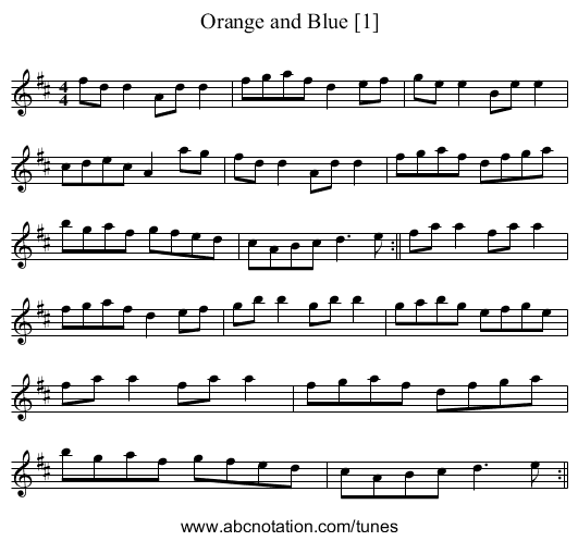 Orange and Blue [1] - staff notation