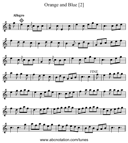 Orange and Blue [2] - staff notation