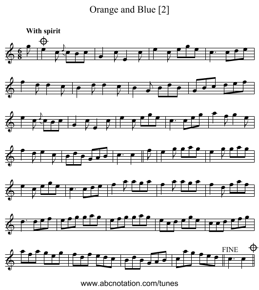 Orange and Blue [2] - staff notation